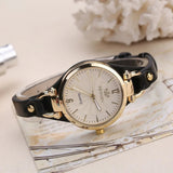 Dames quartz horloge met vegan leren band