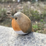 Houten Roodborstje Vogelbeeld – Bruin & Oranje