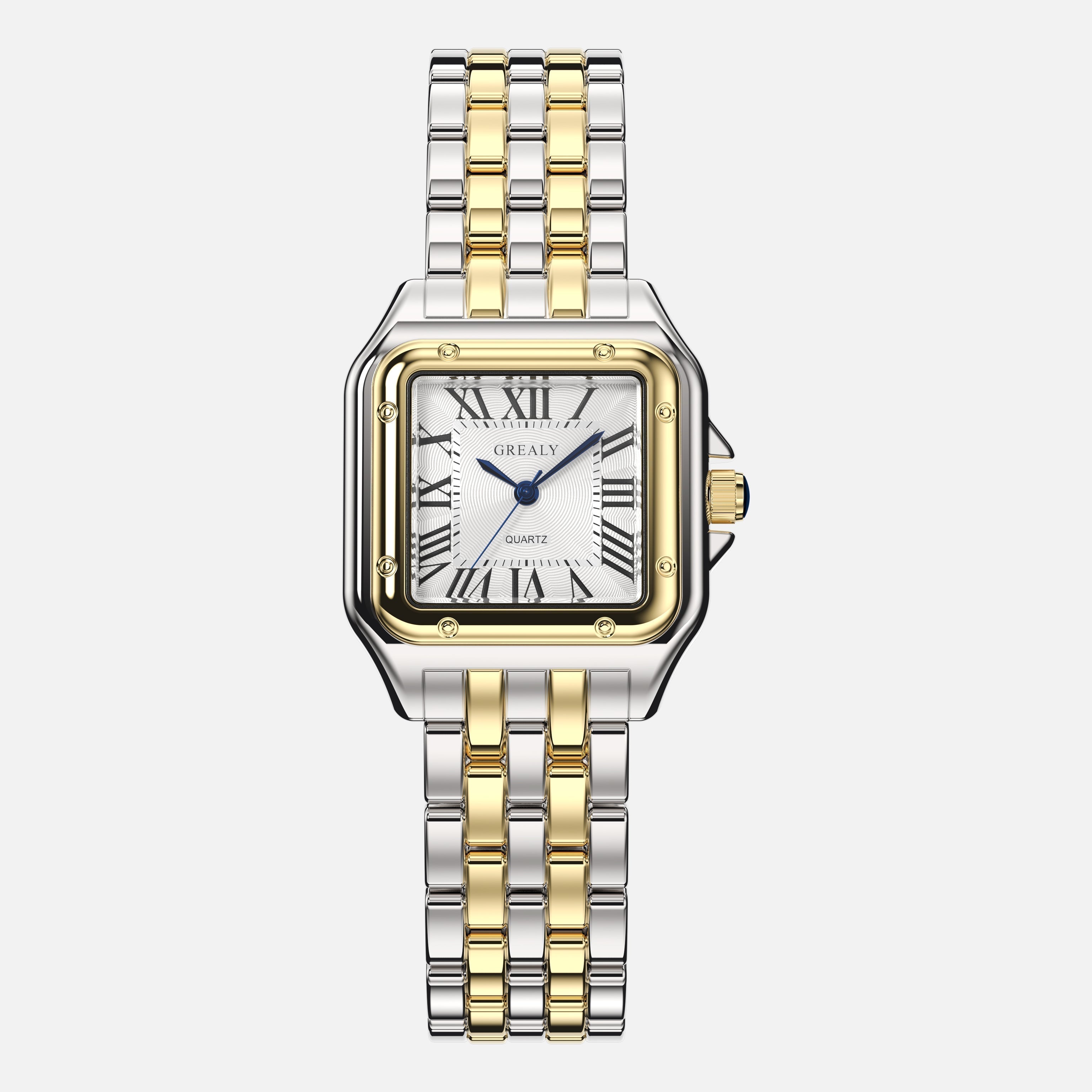 Dames Vintage Quartz Horloge Vierkante RVS Kast