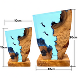 Decoratieve Tafellamp Blauw met Hout en LED Verlichting