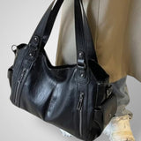 Dames Tijdloos Zwart Leren Tas