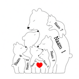 Gepersonaliseerde Houten Beren Familiepuzzel – Bruin