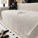 Antislip Bankhoes met Visgraatpatroon – Beige
