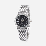 Dameshorloge met glinsterende bezel en schakelband