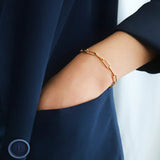 Fijne paperclip schakelarmband, 14K verguld staal