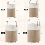 Beige Geweven Wasmand met Handgrepen