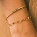 Fijne paperclip schakelarmband, 14K verguld staal