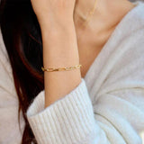Fijne paperclip schakelarmband, 14K verguld staal