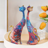 Decoratieve Kattenbeeldjes Set – Kleurrijk Duo