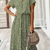 Groene Midi Jurk met Dierenprint en Taillekoord