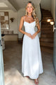 Witte Maxi Jurk met Strikdetail en Spaghettibandjes.