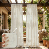 Beige Transparant Gordijn met Linnenlook