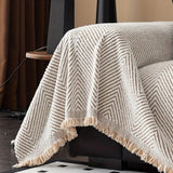 Antislip Bankhoes met Visgraatpatroon – Beige