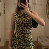 Luipaardprint Mini Jurk zonder Mouwen