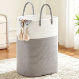 Beige Geweven Wasmand met Handgrepen