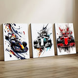 3-Delige Canvas Set met Raceauto Prints