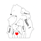 Gepersonaliseerde Houten Beren Familiepuzzel – Bruin