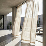 Beige Transparant Gordijn met Linnenlook