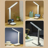 Dimbare LED Bureaulamp met Telefoonhouder – Wit