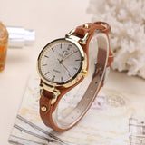 Dames quartz horloge met vegan leren band