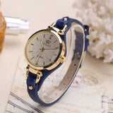 Dames quartz horloge met vegan leren band