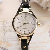 Dames quartz horloge met vegan leren band