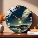 Glazen Wandklok met Aardlandschap – Blauw