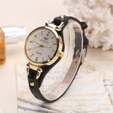 Dames quartz horloge met vegan leren band