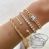 Luxe Armband Set met Kristallen en Schakel Design