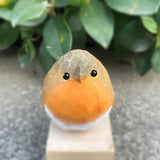 Houten Roodborstje Vogelbeeld – Bruin & Oranje