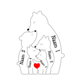 Gepersonaliseerde Houten Beren Familiepuzzel – Bruin