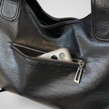 Dames Tijdloos Zwart Leren Tas