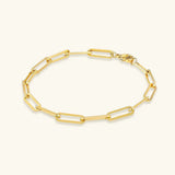 Fijne paperclip schakelarmband, 14K verguld staal