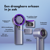 Grijze Draagbare Mini Ventilator met Digitale Display