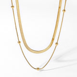 Gelaagde Gouden Ketting met Platte Schakel voor Elegante Look