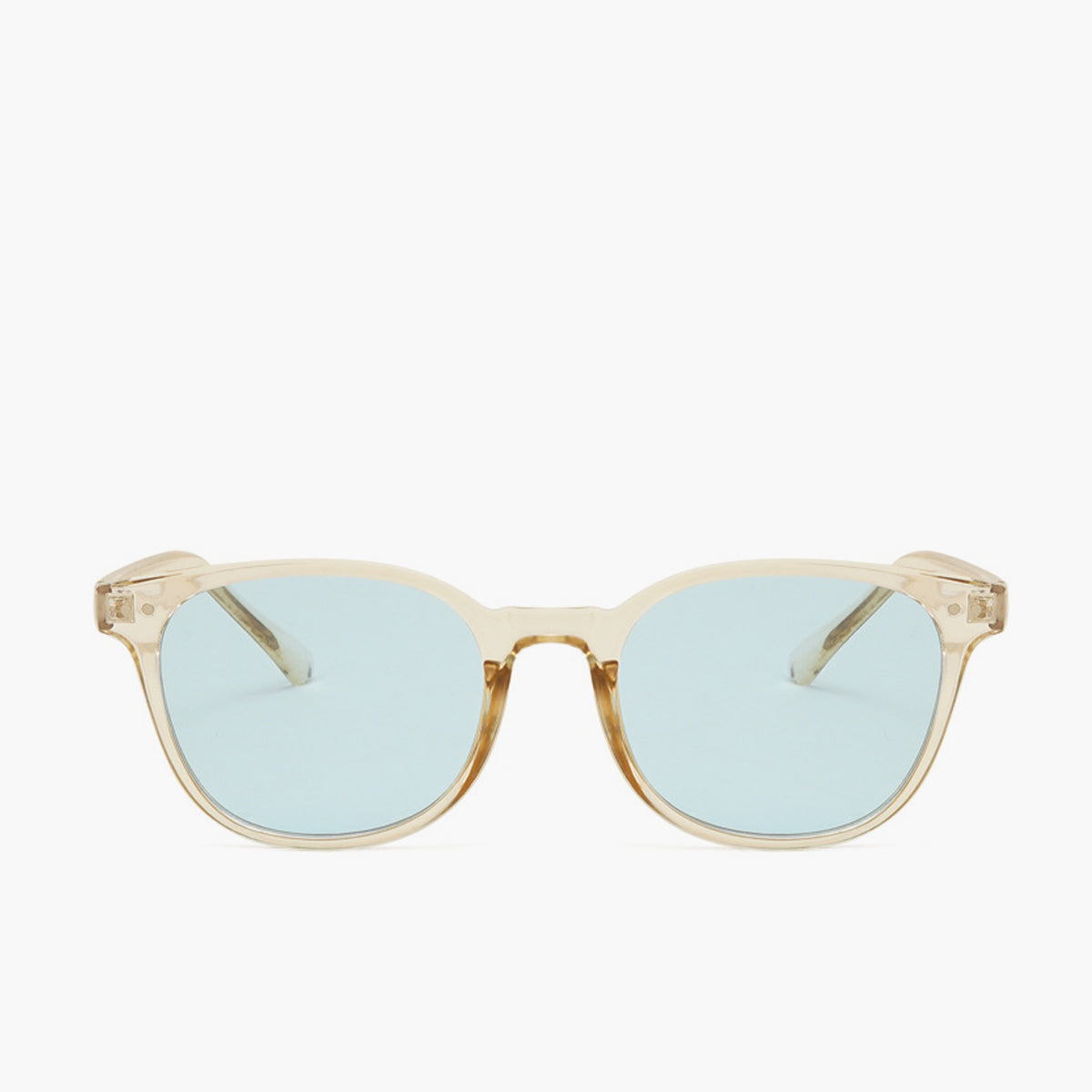 Gouden Zonnebril met Blauwe Glazen voor Luxe en Trendy Look.