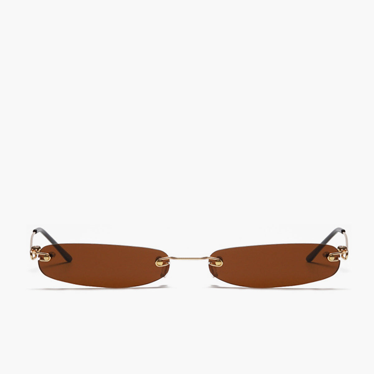 Smalle Retro Zonnebril met Bruine Glazen voor Trendy Look.