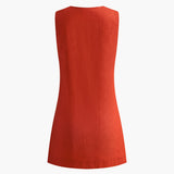 Rode Mouwloze Mini Jurk met V-Hals