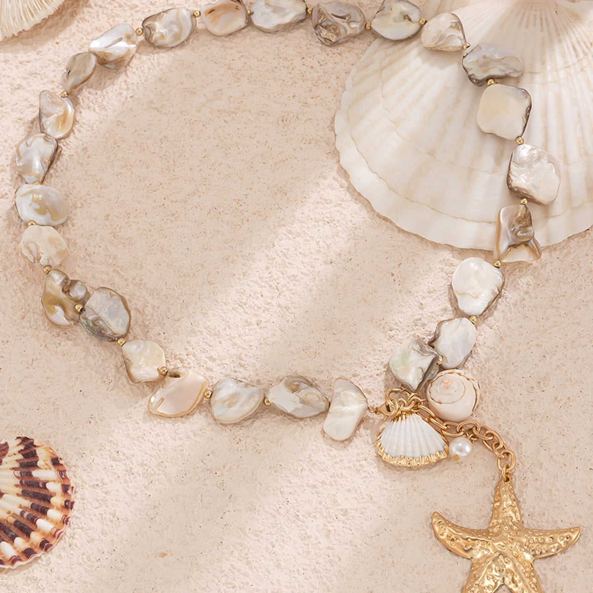 Zeester Ketting met Schelp Details voor Zomerse Look.