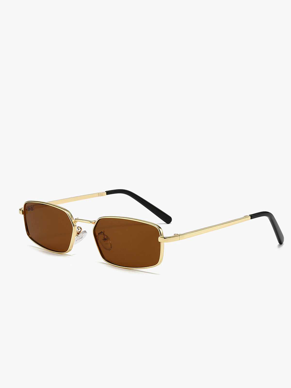 Smalle Rechthoekige Zonnebril Bruin voor Trendy Look.