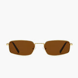 Smalle Rechthoekige Zonnebril Bruin voor Trendy Look.