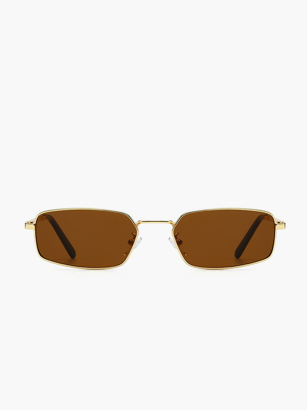 Smalle Rechthoekige Zonnebril Bruin voor Trendy Look.