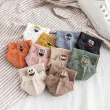 Dames Enkelsokken Beige met Geborduurd Figuur