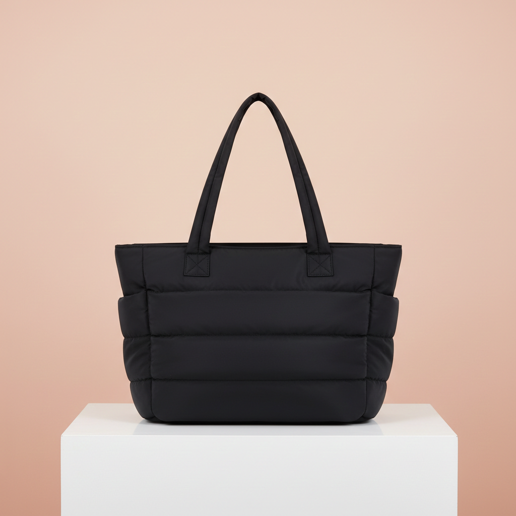 Gewatteerde Shopper Tas met Ruim Interieur.