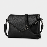 Zwarte crossbodytas met kettingdetail en flap