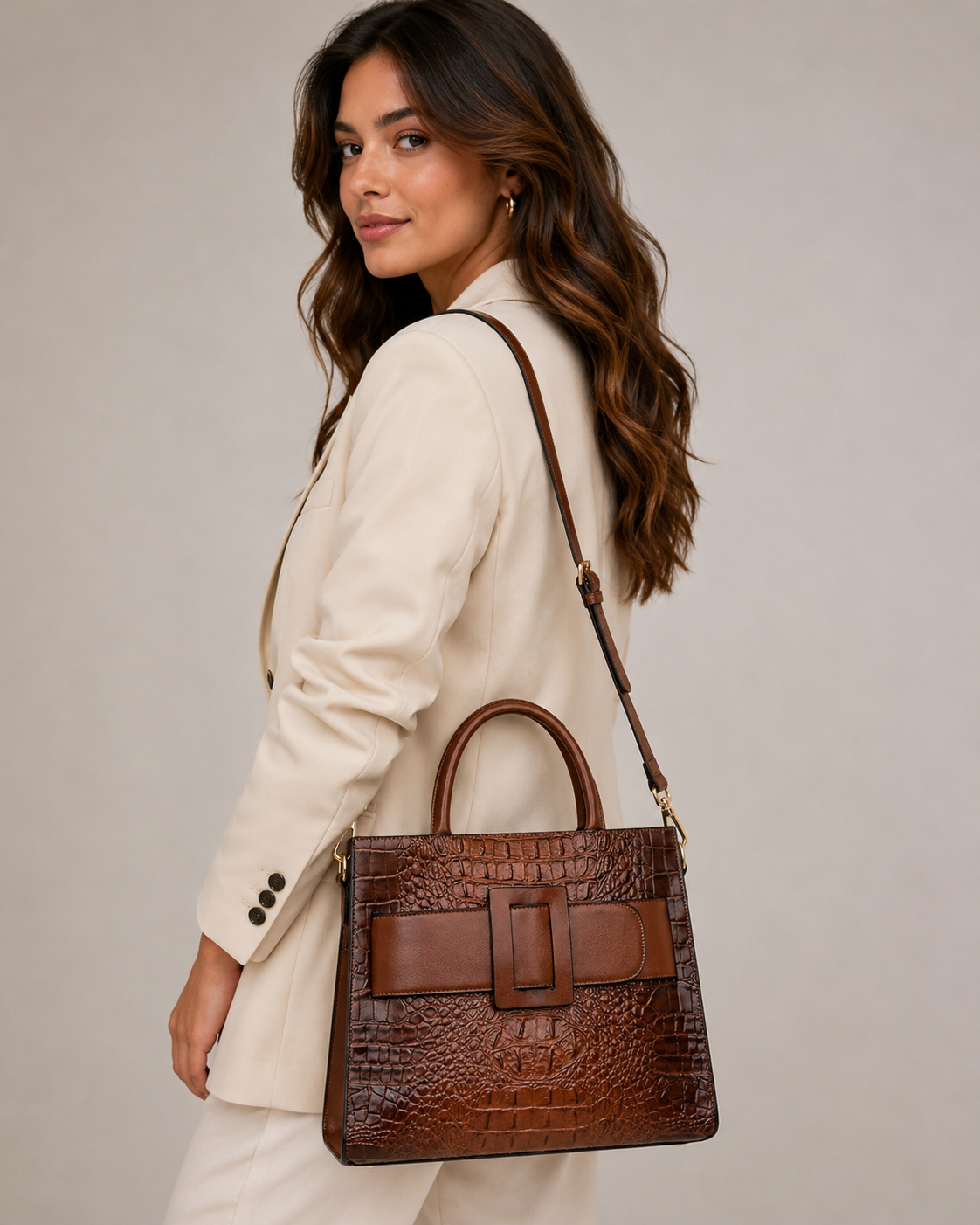 Designer Handtas in Croco Stijl – Chique en Praktisch voor Vrouwen.