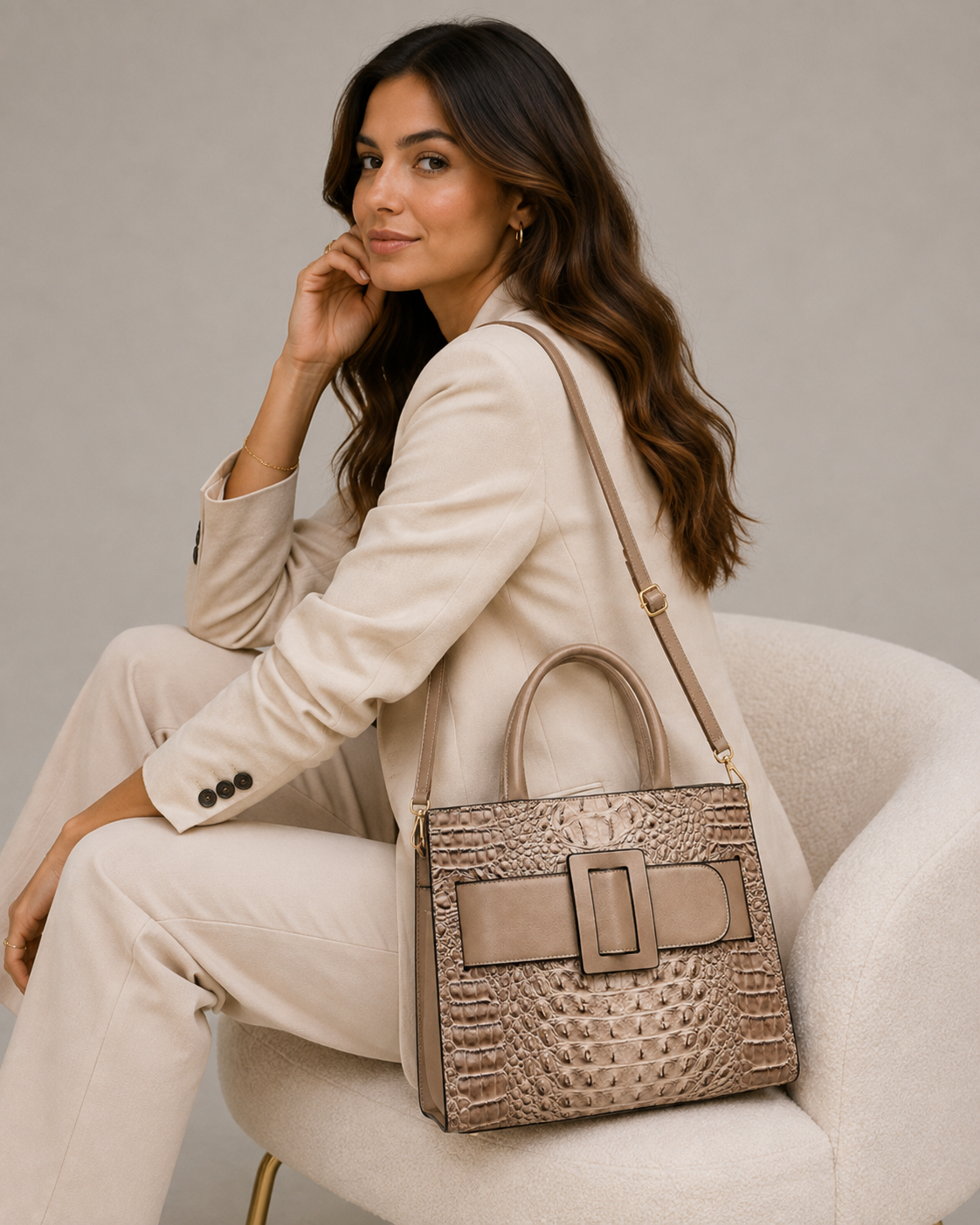 Designer Handtas in Croco Stijl – Chique en Praktisch voor Vrouwen.