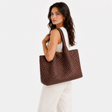 Dames tote bag van geweven vegan PU-leer