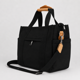 Zwarte Dames Shopper met Voorvak en Schouderriem