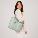 Zwarte Dames Shopper met Voorvak en Schouderriem